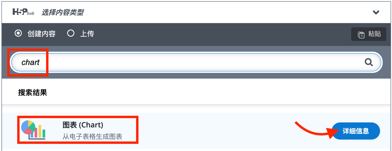 选择图表内容类型