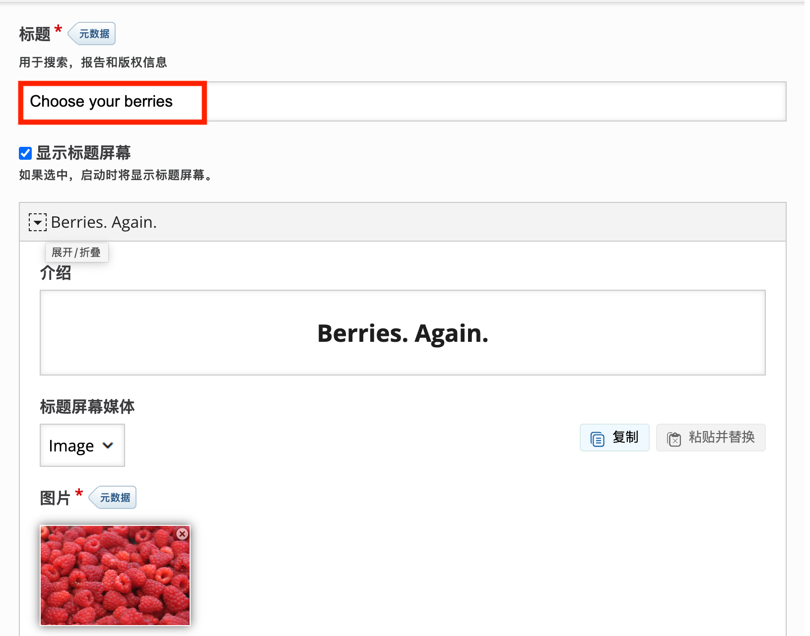 设置标题和说明